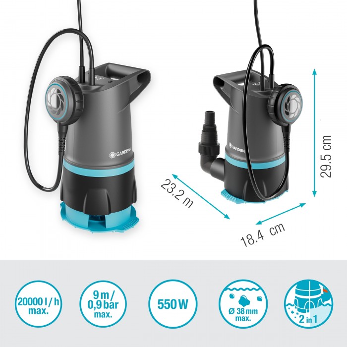 Насос дренажний для чистої/брудної води Gardena 20000 Basic 2-в-1 (09018-47) купити в Україні