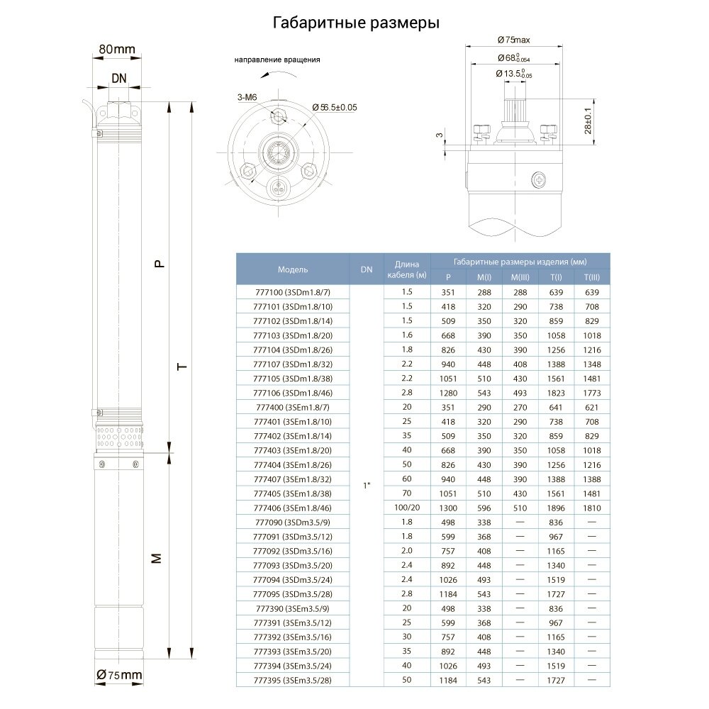 Насос глибинний DONGYIN 3SEm3.5/20 (777393) (777393) купити в Україні