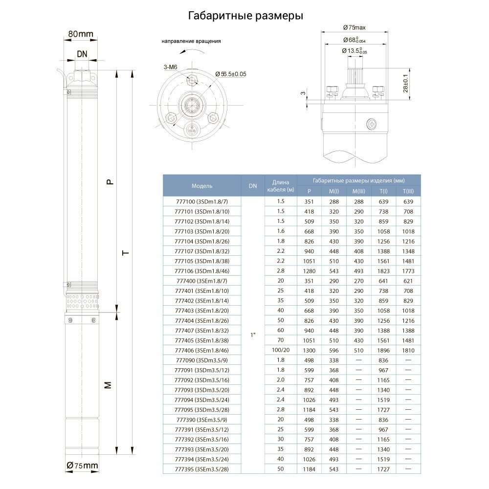 Насос глибинний DONGYIN 3SDm3.5/28 (777095) (777095) купити в Україні