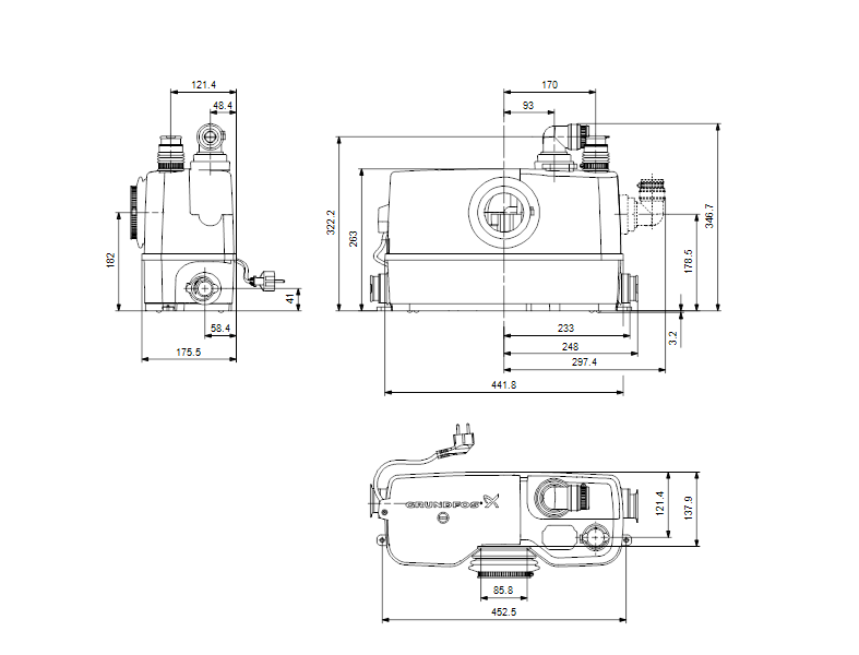 Каналізаційна установка GRUNDFOS Sololift2 WC-3 (97775315) купити в Україні