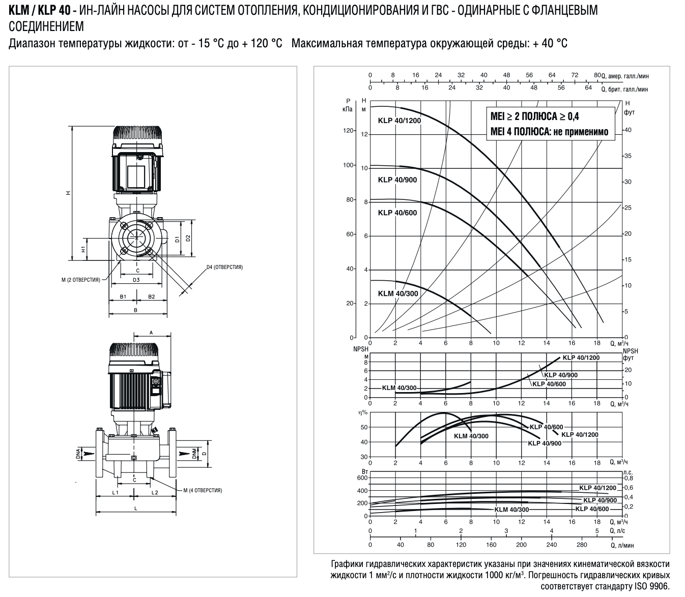 Циркуляційний насос DAB KLP 40-1200/BQQE 3x230/400 50 IE2 купити в Україні