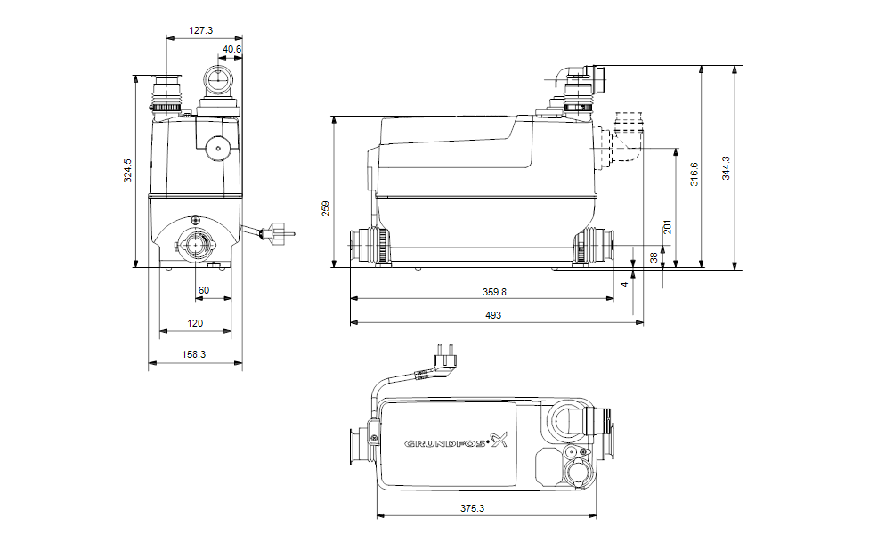 Каналізаційна установка GRUNDFOS Sololift2 C-3 (97775317) купити в Україні