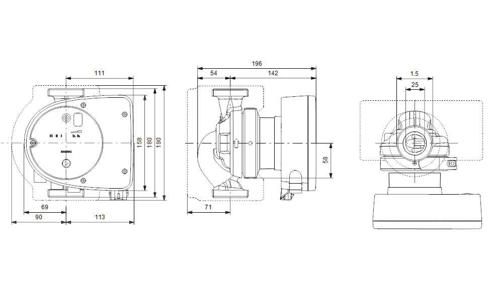 Циркуляционный насос GRUNDFOS MAGNA1 25-120 180 1x (99221215) купить в Украине